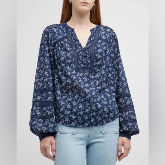 Veronica beard azar eyelet Kent floral print top lace 6 floral boho lace sheer - Picture 1 of 8